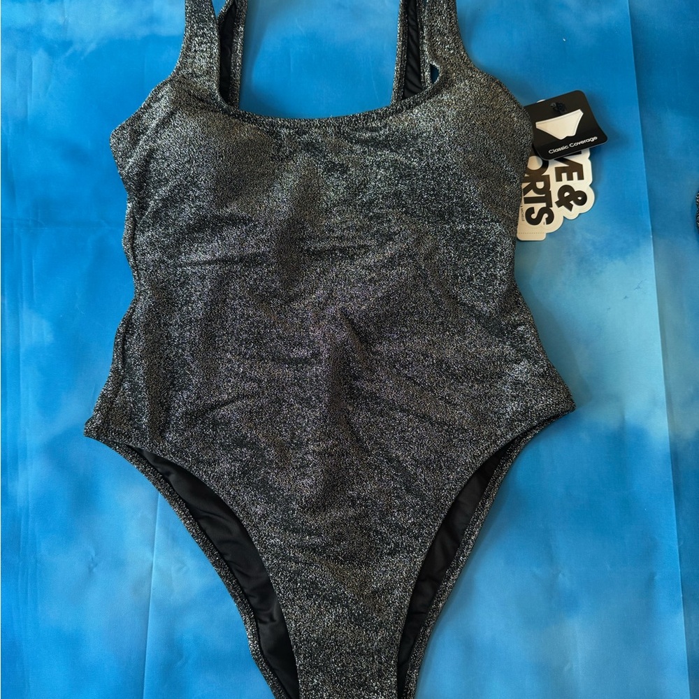 Shimmering Black One-Piece Swimsuit